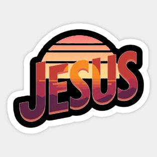 Jesus Sunset Retro Vintage Design Sticker